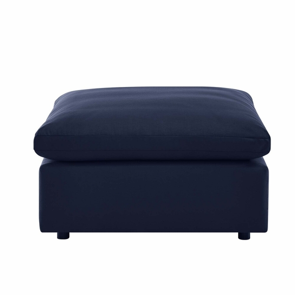 Commix Overstuffed Outdoor Patio Ottoman in Navy