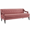 Concur Button Tufted Upholstered Velvet Sofa in Dusty Rose