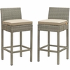 Conduit Bar Stool Outdoor Patio Wicker Rattan Set of 2 MID-3604