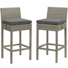 Conduit Bar Stool Outdoor Patio Wicker Rattan Set of 2 MID-3604