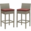 Conduit Bar Stool Outdoor Patio Wicker Rattan Set of 2 MID-3604