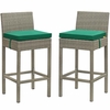 Conduit Bar Stool Outdoor Patio Wicker Rattan Set of 2 MID-3604