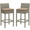 Conduit Bar Stool Outdoor Patio Wicker Rattan Set of 2 MID-3604