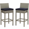 Conduit Bar Stool Outdoor Patio Wicker Rattan Set of 2 MID-3604