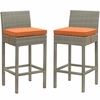 Conduit Bar Stool Outdoor Patio Wicker Rattan Set of 2 MID-3604