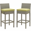Conduit Bar Stool Outdoor Patio Wicker Rattan Set of 2 MID-3604