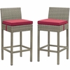 Conduit Bar Stool Outdoor Patio Wicker Rattan Set of 2 MID-3604
