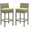 Conduit Bar Stool Outdoor Patio Wicker Rattan Set of 2 MID-3604