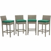 Conduit Bar Stool Outdoor Patio Wicker Rattan Set of 4 MID-3602