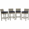 Conduit Bar Stool Outdoor Patio Wicker Rattan Set of 4 MID-3602