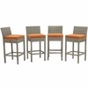 Conduit Bar Stool Outdoor Patio Wicker Rattan Set of 4 MID-3602
