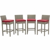 Conduit Bar Stool Outdoor Patio Wicker Rattan Set of 4 MID-3602