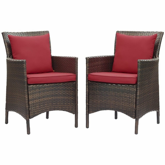 Conduit Outdoor Patio Wicker Rattan Dining Armchair Set of 2 MID-4030