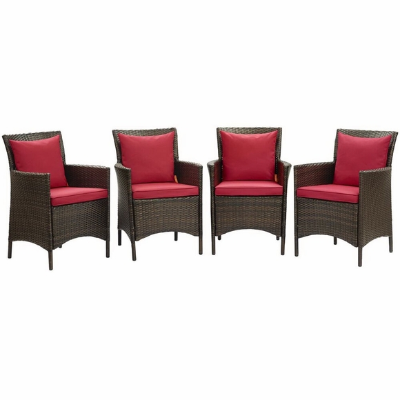 Conduit Outdoor Patio Wicker Rattan Dining Armchair Set of 4 MID-4031