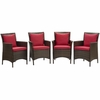 Conduit Outdoor Patio Wicker Rattan Dining Armchair Set of 4 MID-4031 in Brown Red