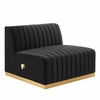 Conjure Channel Tufted Performance Velvet Armless Chair-MID-5504 in Gold Black