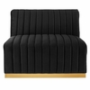 Conjure Channel Tufted Performance Velvet Armless Chair-MID-5504 in Gold Black