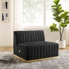 Conjure Channel Tufted Performance Velvet Armless Chair-MID-5504 in Gold Black