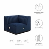 Conjure Channel Tufted Performance Velvet Left Corner Chair in Black Midnight Blue