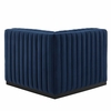 Conjure Channel Tufted Performance Velvet Left Corner Chair in Black Midnight Blue