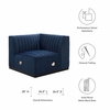 Conjure Channel Tufted Performance Velvet Right Corner Chair in Black Midnight Blue