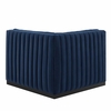 Conjure Channel Tufted Performance Velvet Right Corner Chair in Black Midnight Blue