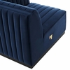 Conjure Channel Tufted Performance Velvet Right Corner Chair in Black Midnight Blue
