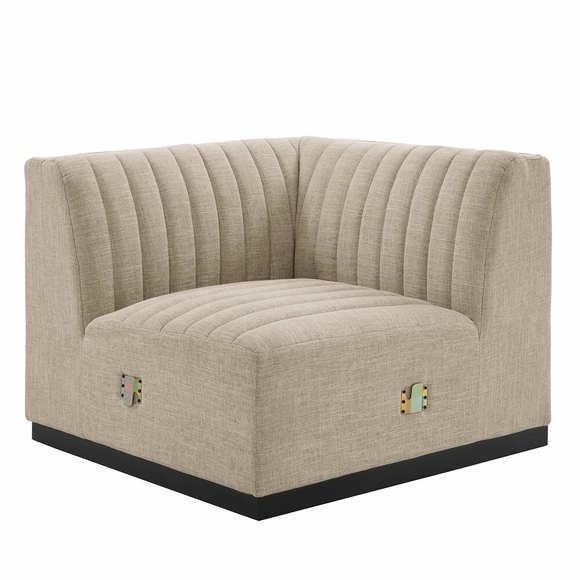 Conjure Channel Tufted Upholstered Fabric Left Corner Chair