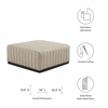Conjure Channel Tufted Upholstered Fabric Ottoman in Black Beige