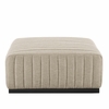 Conjure Channel Tufted Upholstered Fabric Ottoman in Black Beige