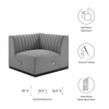 Conjure Channel Tufted Upholstered Fabric Right Corner Chair in Black Light Gray
