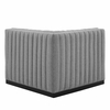 Conjure Channel Tufted Upholstered Fabric Right Corner Chair in Black Light Gray