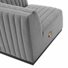 Conjure Channel Tufted Upholstered Fabric Right Corner Chair in Black Light Gray