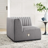 Conjure Channel Tufted Upholstered Fabric Right Corner Chair in Black Light Gray