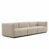 Conjure Channel Tufted Upholstered Fabric Sofa in Black Beige