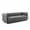 Conjure Channel Tufted Velvet Sofa in Gray