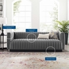Conjure Channel Tufted Velvet Sofa in Gray