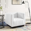 Conjure Tufted Upholstered Fabric Armchair in White