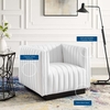 Conjure Tufted Upholstered Fabric Armchair in White