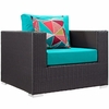 Convene 3 Piece Outdoor Patio Sofa Set in Espresso Turquoise