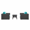 Convene 3 Piece Set Outdoor Patio with Fire Pit MID-3727 in Espresso Turquois