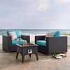 Convene 3 Piece Set Outdoor Patio with Fire Pit MID-3727 in Espresso Turquois