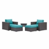 Convene 5 Piece Set Outdoor Patio with Fire Pit MID-3726 in Espresso Turquois