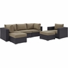 Convene 6 Piece Outdoor Patio Sectional Set in Espresso Mocha
