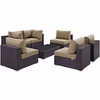 Convene 7 Piece Outdoor Patio Sectional Set in Espresso Mocha