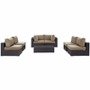 Convene 7 Piece Outdoor Patio Sectional Set in Espresso Mocha