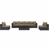 Convene 7 Piece Outdoor Patio Sectional Set in Espresso Mocha