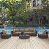 Convene 7 Piece Outdoor Patio Sectional Set in Espresso Mocha