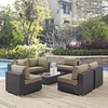 Convene 7 Piece Outdoor Patio Sectional Set in Espresso Mocha
