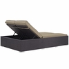 Convene Double Outdoor Patio Chaise in Espresso Mocha